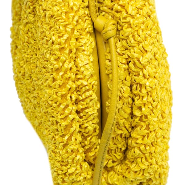 Pre-owned Bottega Veneta Boucle Raffia The Mini Pouch Yellow