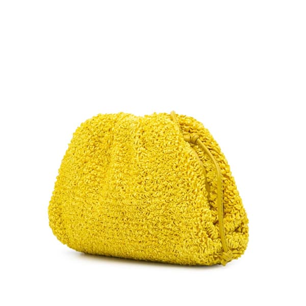 Pre-owned Bottega Veneta Boucle Raffia The Mini Pouch Yellow
