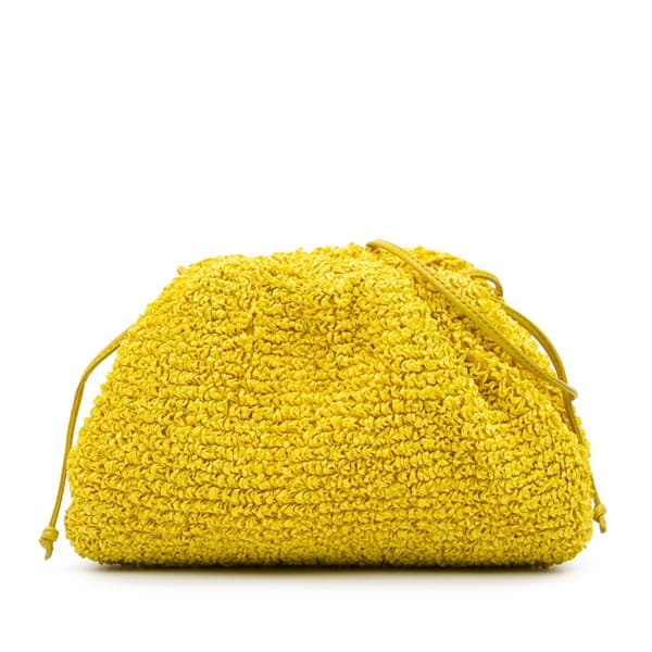 Pre-owned Bottega Veneta Boucle Raffia The Mini Pouch Yellow
