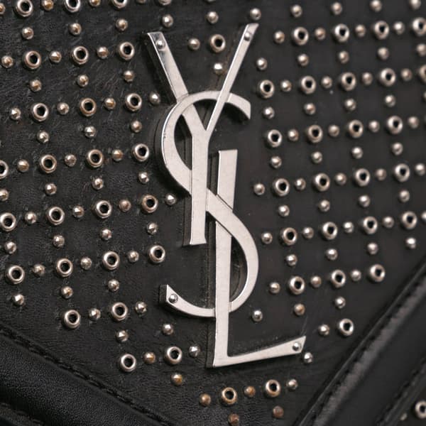 Pre-owned Saint Laurent Studded Leather Monogram Le Sept Chain Bag Black