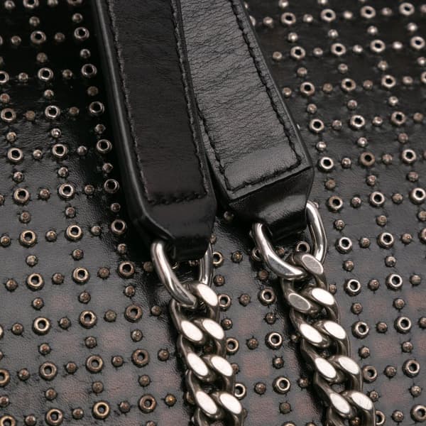 Pre-owned Saint Laurent Studded Leather Monogram Le Sept Chain Bag Black