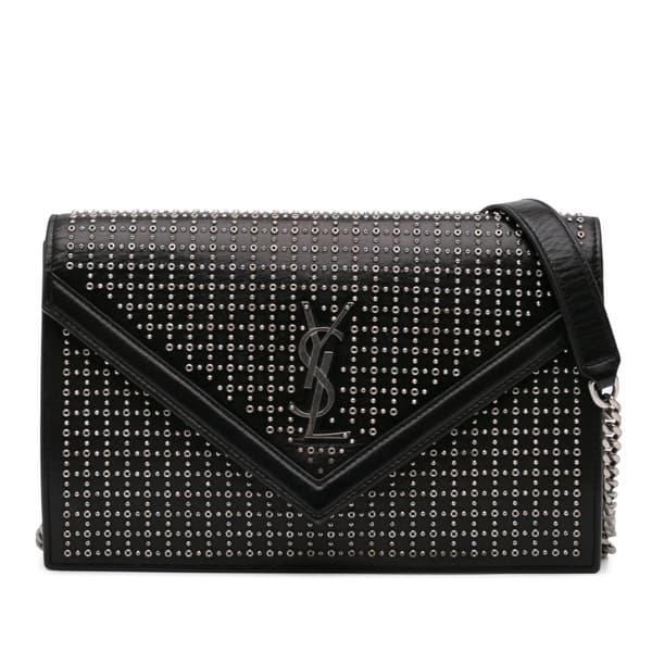 Pre-owned Saint Laurent Studded Leather Monogram Le Sept Chain Bag Black