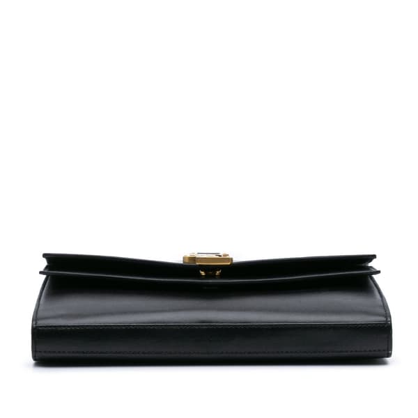 Pre-owned Saint Laurent Leather Monogram Sulpice Wallet on Chain Black