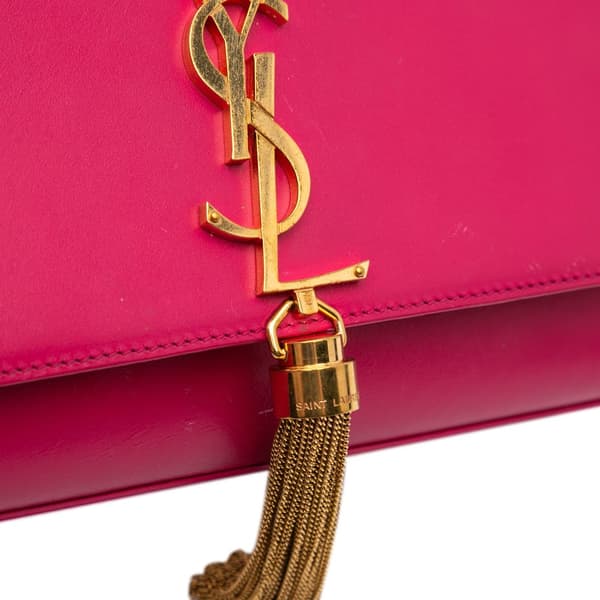 Pre-owned Saint Laurent Medium Smooth Calfskin Classic Monogram Kate Tassel Crossbody Pink