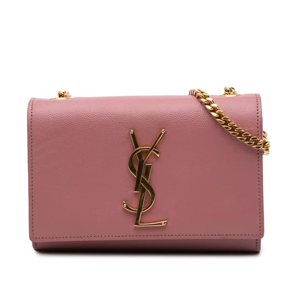 Pre-owned Saint Laurent Small Grain De Poudre Monogram Kate Crossbody Pink