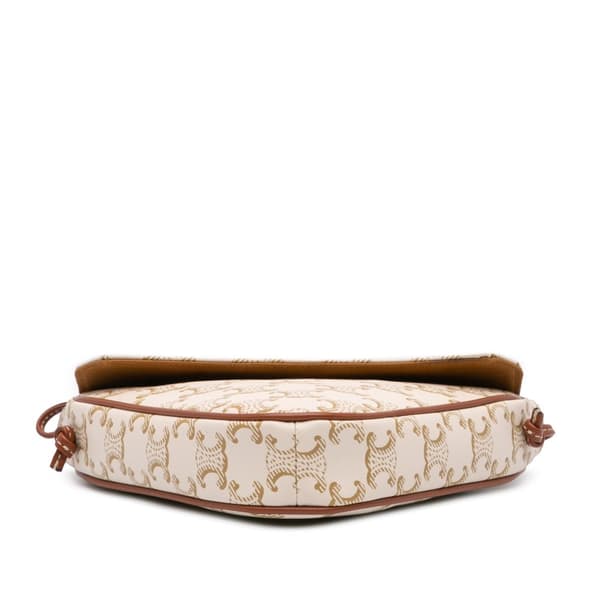 Pre-owned Celine Coated Canvas Triomphe Triangle Crossbody White