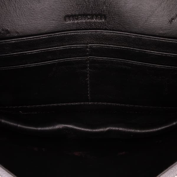 Pre-owned Balenciaga Croc Embossed Lambskin Gossip Wallet on Chain Silver