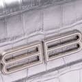 Miniatyrbild 5 av 9: Pre-owned Balenciaga Croc Embossed Lambskin Gossip Wallet on Chain Silver