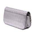 Miniatyrbild 2 av 9: Pre-owned Balenciaga Croc Embossed Lambskin Gossip Wallet on Chain Silver