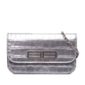 Miniatyrbild 1 av 9: Pre-owned Balenciaga Croc Embossed Lambskin Gossip Wallet on Chain Silver