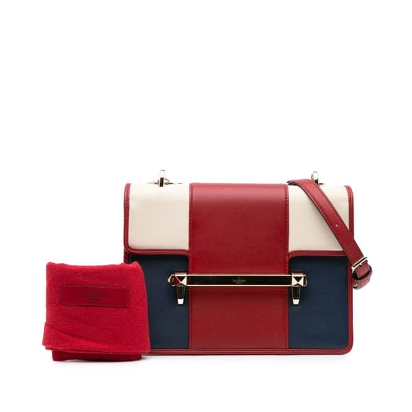 Pre-owned Valentino Medium Tricolor Leather Uptown Crossbody Red