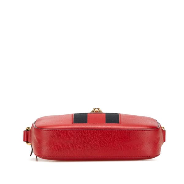 Pre-owned Gucci Leather Animalier Web Disco Crossbody Red