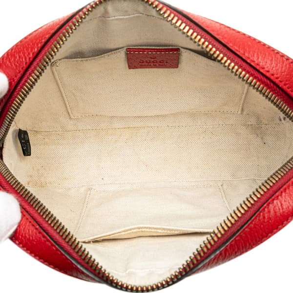 Pre-owned Gucci Leather Animalier Web Disco Crossbody Red