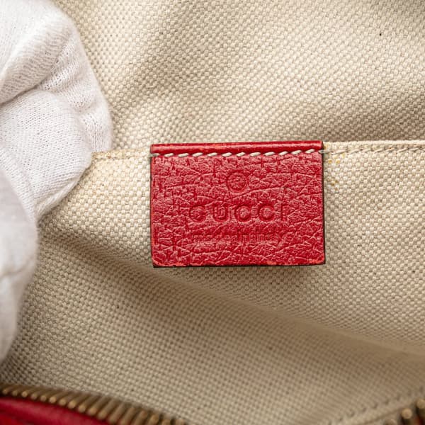 Pre-owned Gucci Leather Animalier Web Disco Crossbody Red