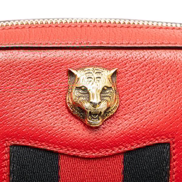 Pre-owned Gucci Leather Animalier Web Disco Crossbody Red