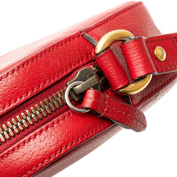 Pre-owned Gucci Leather Animalier Web Disco Crossbody Red