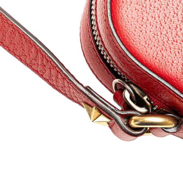 Pre-owned Gucci Leather Animalier Web Disco Crossbody Red