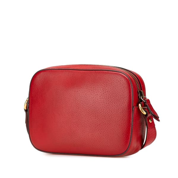 Pre-owned Gucci Leather Animalier Web Disco Crossbody Red