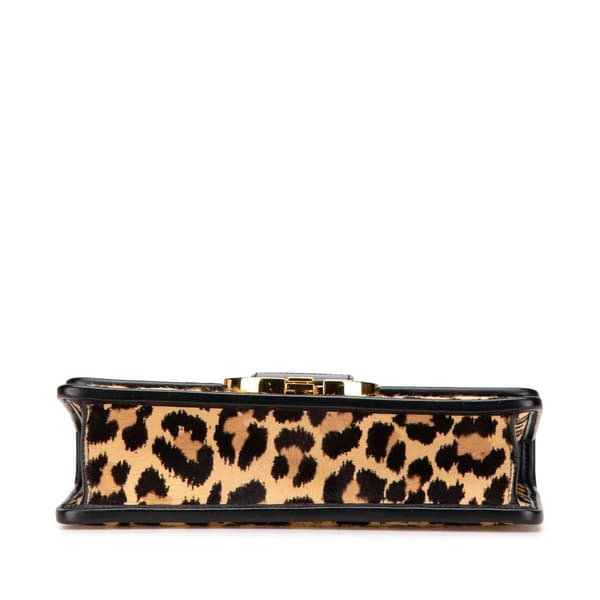 Pre-owned Dior Pony Hair Leopard Print 30 Montaigne Flap Brown