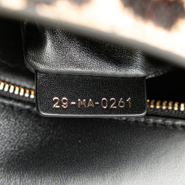 Pre-owned Dior Pony Hair Leopard Print 30 Montaigne Flap Brown