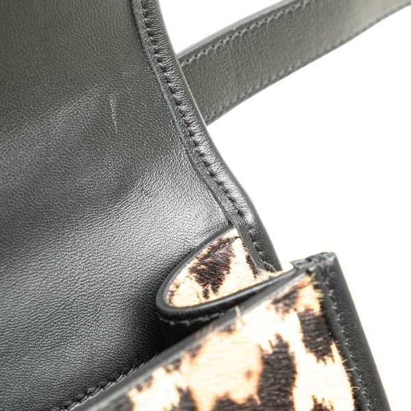 Pre-owned Dior Pony Hair Leopard Print 30 Montaigne Flap Brown