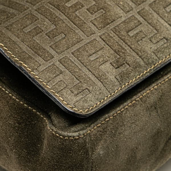 Pre-owned Fendi Zucca Suede Messenger Bag Brown