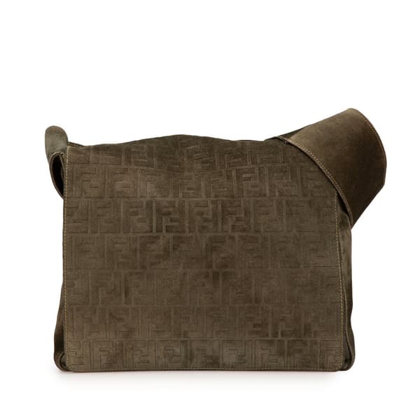 Pre-owned Fendi Zucca Suede Messenger Bag Brown
