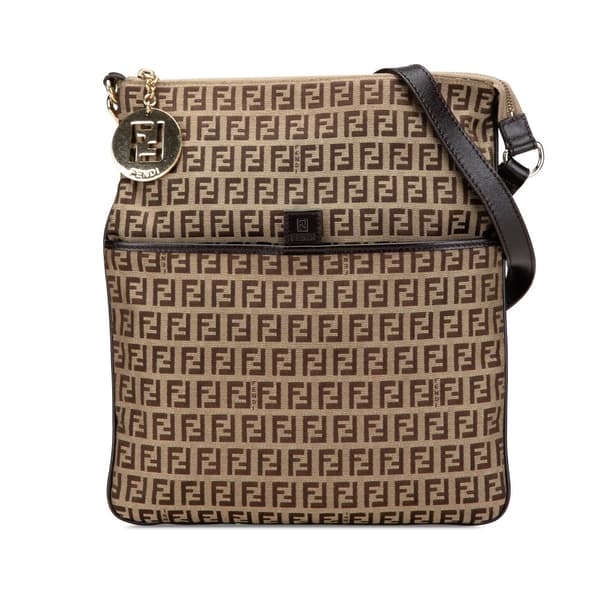 Pre-owned Fendi Zucchino Canvas Crossbody Brown