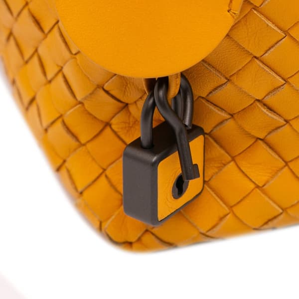 Pre-owned Bottega Veneta Nappa Intrecciato Cube Crossbody Yellow