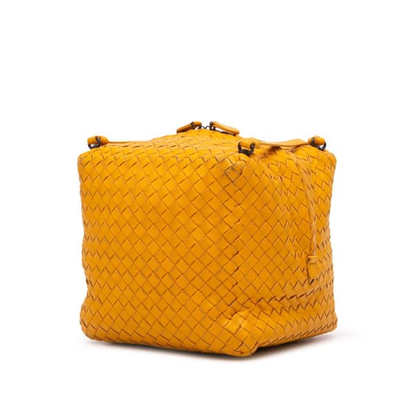 Pre-owned Bottega Veneta Nappa Intrecciato Cube Crossbody Yellow