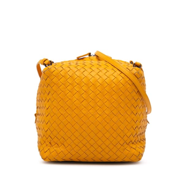 Pre-owned Bottega Veneta Nappa Intrecciato Cube Crossbody Yellow