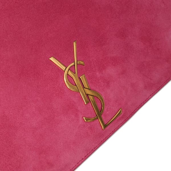 Pre-owned Saint Laurent Medium Smooth Calfskin and Suede Reversible Kate Crossbody Pink
