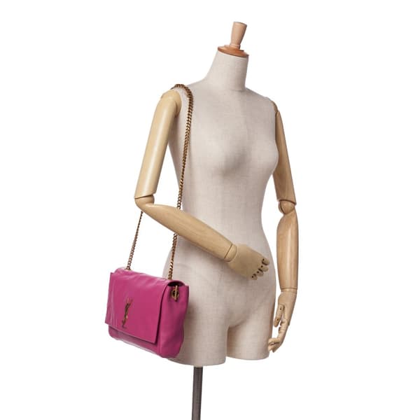 Pre-owned Saint Laurent Medium Smooth Calfskin and Suede Reversible Kate Crossbody Pink
