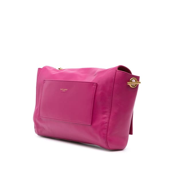 Pre-owned Saint Laurent Medium Smooth Calfskin and Suede Reversible Kate Crossbody Pink