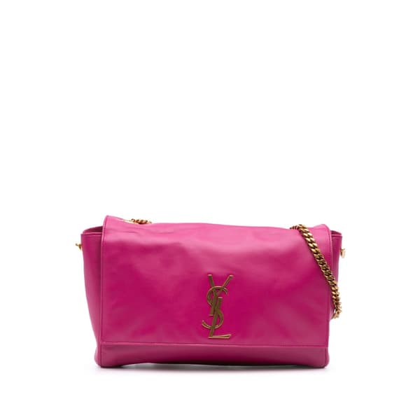 Pre-owned Saint Laurent Medium Smooth Calfskin and Suede Reversible Kate Crossbody Pink