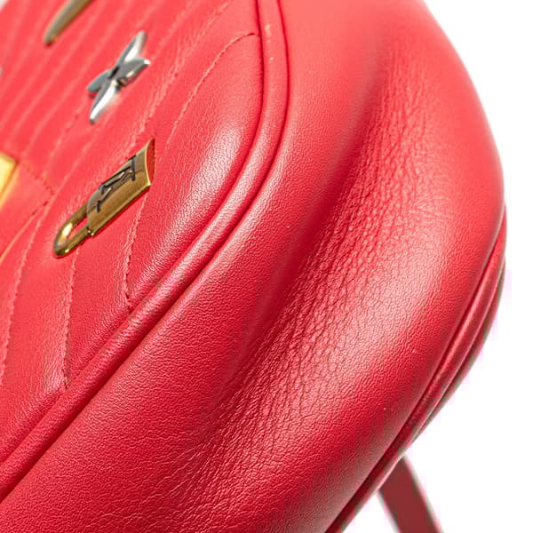 Pre-owned Louis Vuitton Calfskin Embellished New Wave Love Lock Crossbody Red