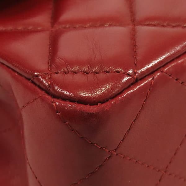 Pre-owned Chanel Mini Rectangular Classic Lambskin Single Flap Red