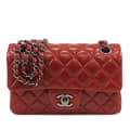 Miniatyrbillede 1 af 10: Pre-owned Chanel Mini Rectangular Classic Lambskin Single Flap Red