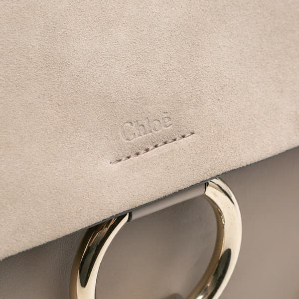 Pre-owned Chloé Medium Calfskin and Suede Faye Crossbody Brown