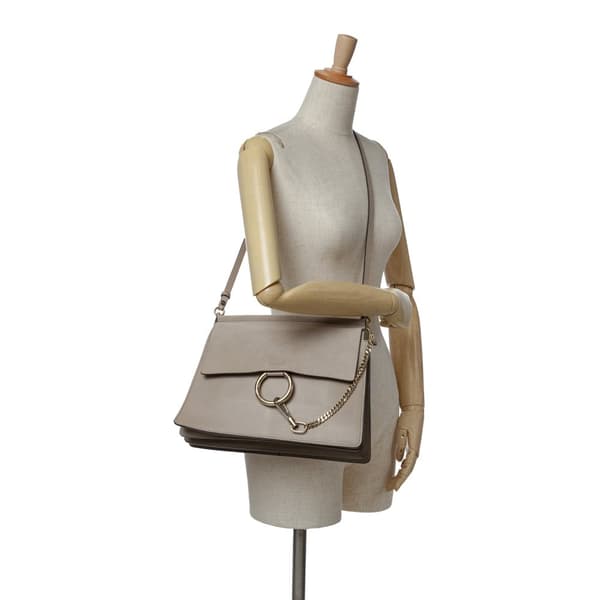 Pre-owned Chloé Medium Calfskin and Suede Faye Crossbody Brown