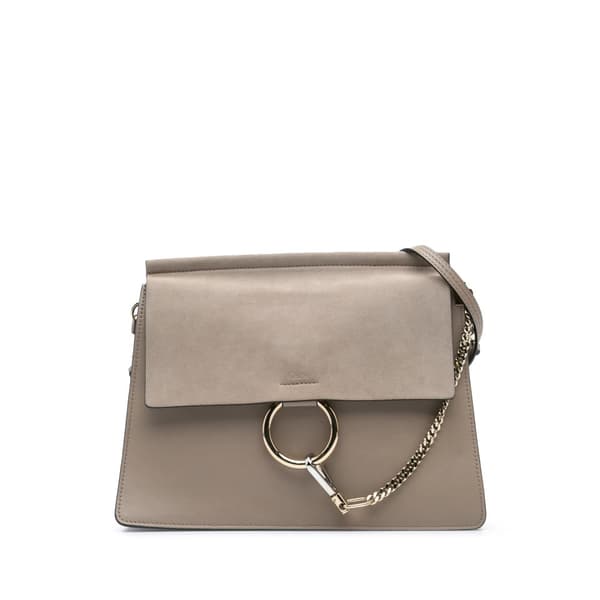 Pre-owned Chloé Medium Calfskin and Suede Faye Crossbody Brown