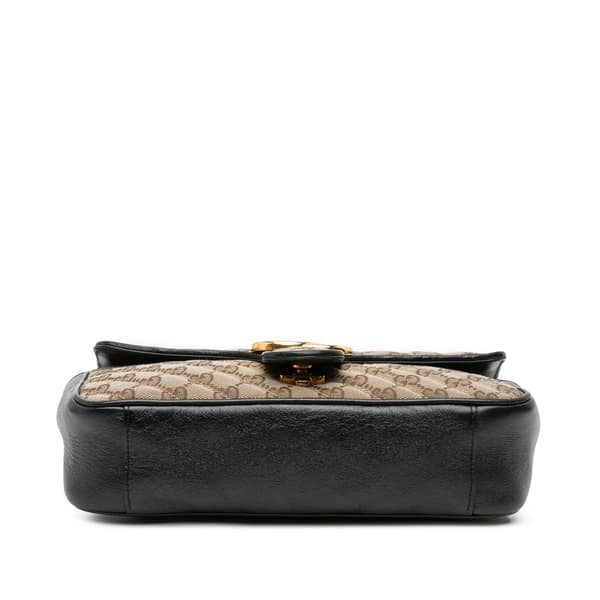 Pre-owned Gucci Small GG Marmont Matelasse Canvas Flap Crossbody Brown