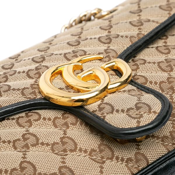 Pre-owned Gucci Small GG Marmont Matelasse Canvas Flap Crossbody Brown