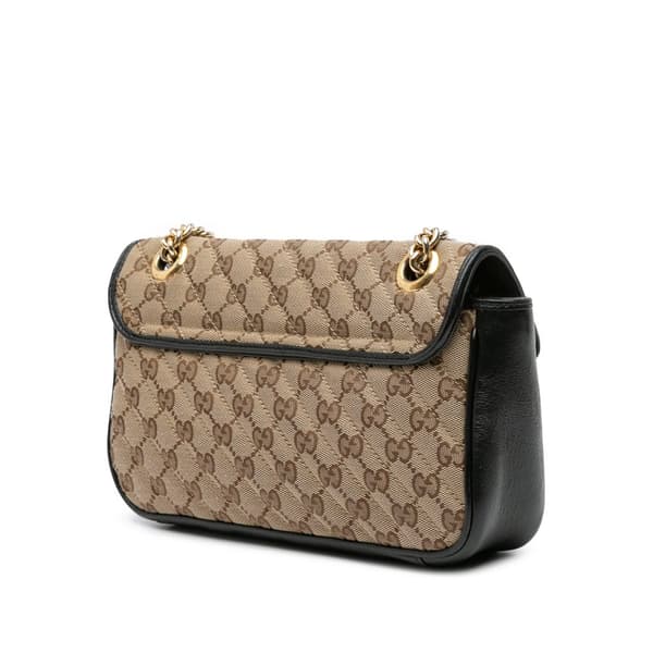 Pre-owned Gucci Small GG Marmont Matelasse Canvas Flap Crossbody Brown