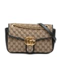 Miniatyrbild 1 av 8: Pre-owned Gucci Small GG Marmont Matelasse Canvas Flap Crossbody Brown