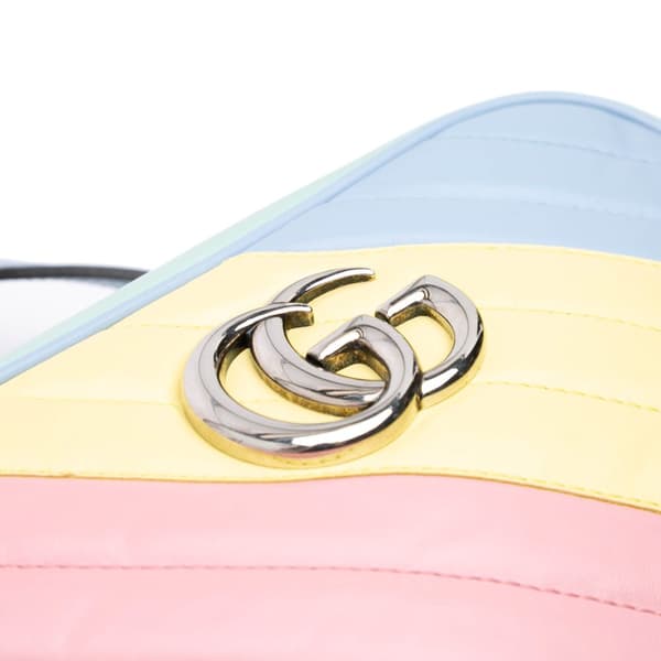 Pre-owned Gucci Small GG Marmont Diagonal Matelasse Leather Crossbody Blue