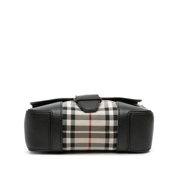 Pre-owned Burberry Small Haymarket Check Trimmed Leather Dickens Crossbody Black