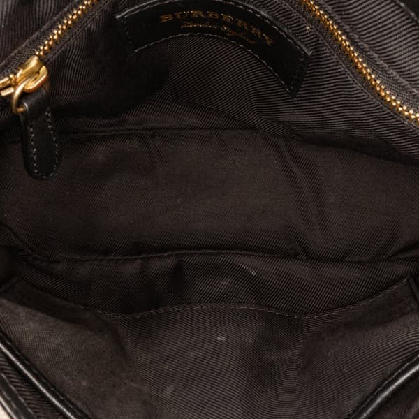 Pre-owned Burberry Small Haymarket Check Trimmed Leather Dickens Crossbody Black