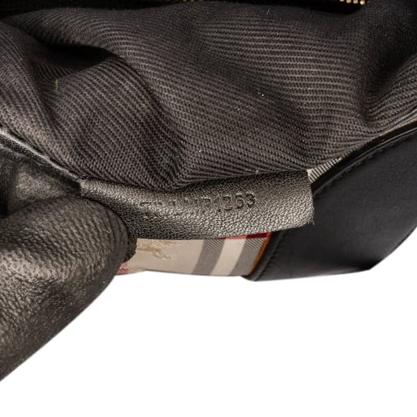 Pre-owned Burberry Small Haymarket Check Trimmed Leather Dickens Crossbody Black