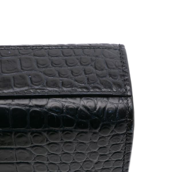Pre-owned Saint Laurent Medium Croc Embossed Leather Kate Tassel Crossbody Blue